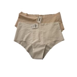 NWT PINK Victoria's Secret Set Of 2 Seamless Hiphugger Panties Nude White Small